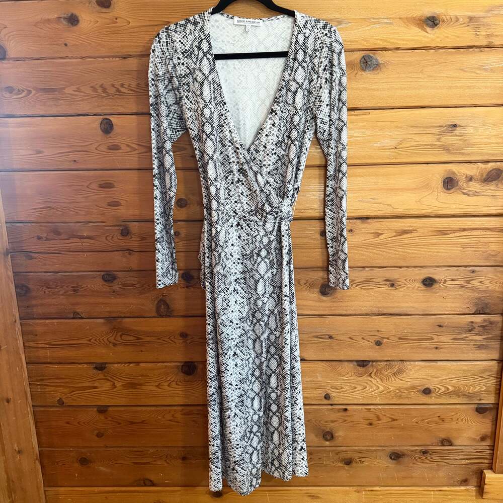 Good American The Runaround Wrap Dress Python / Snakeskin Size 1